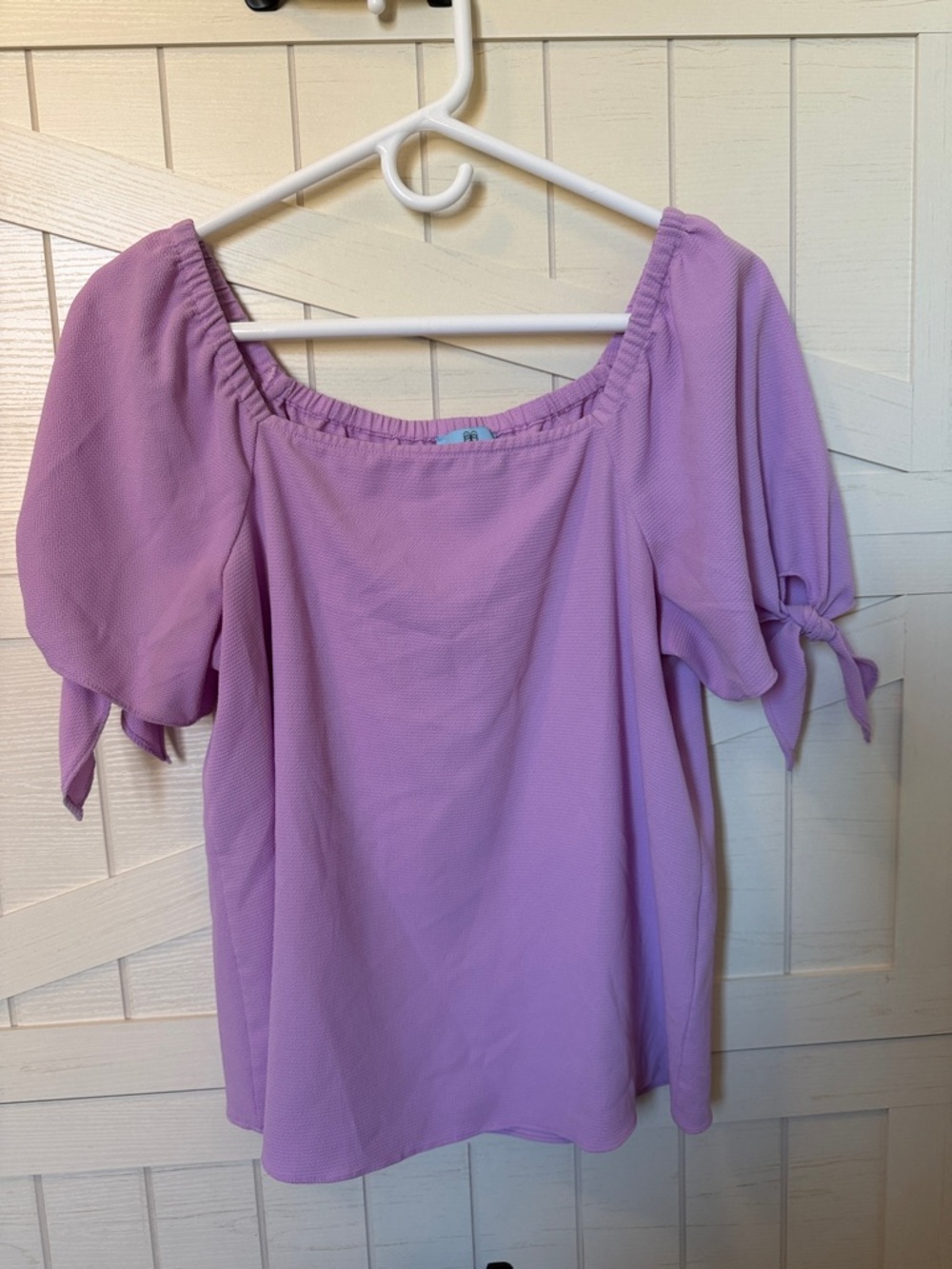 CeCe Lavender Off-Shoulder Tie-Sleeve Blouse